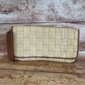 Cole Haan woven clutch hand bag tan color